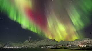 Winter in Lofoten, Norway, Magic Northern Lights - Aurora Borealis time lapse photography in 4k