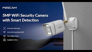 Foscam V5P 5MP WiFi Security Camera with Smart Detection, Wired 2.4/5 GHz Dual-Band WiFi