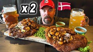 Trying to Eat TWO Massive Veal Wiener Schnitzel Challenges in Herning, Denmark!!