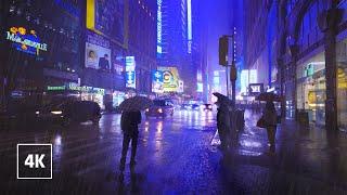 Heavy Thunderstorm in NEW YORK at Night ️ Umbrella Rain Sounds For Sleeping