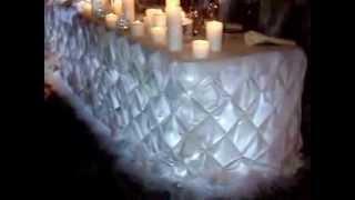 Dais Sweetheart Table Pintuck Linens in White by Sweet 16 Candelabras