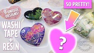 Washi Tape + Epoxy Resin Heart Charms - Relaxing DIY Video with Music #resinart #washitape