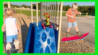  TMNT Fun at the Park! Milo and Indy's Epic Adventure with RC Skateboard Raphael! 