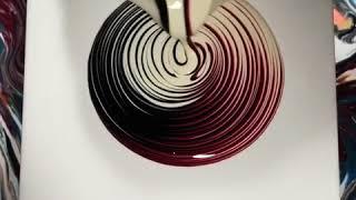 Ring Pour - Black, Red, White - Fluid Painting - Acrylic Pouring - Pour Painting - Abstract Painting