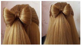 Easy Bow Hairstyle Tutorial  Cute Hairstyle for College Girls  Coiffure avec Noeud Papillon