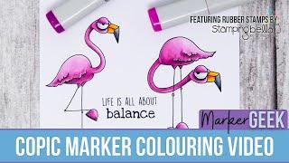Copic Marker Colouring Oddball Flamingos Stamping Bella Rubber Stamp
