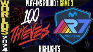 100 vs R7 Highlights Game 3 | Worlds 2024 Play Ins Round 1 | 100 Thieves vs Rainbow7 G3