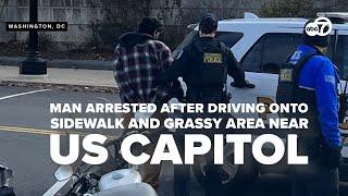 Man arrested after driving car onto sidewalk near the US Capitol