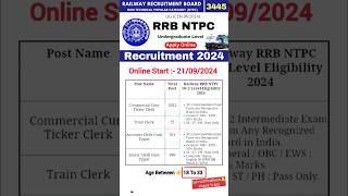 RRB NTPC new vacancy 2024/ Railway  Recruitment 2024/ITI govt. Job2024.