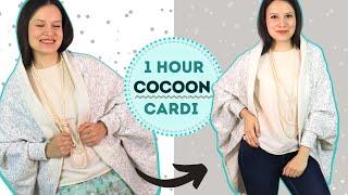 1 piece NO PATTERN cocoon Cardigan DIY Easy Sewing Tutorial (blanket cardi!)