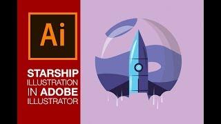 Starship Illustration - Adobe Illustratior Tutorial - Speed Art