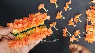 Firecracker flower/ Kanakambaram flower garland Traditional method/veni/Gajra/DIY FLOWER GARLAND