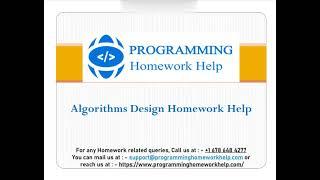 Algorithms Design Homework Help