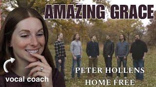 Vocal coach reacts to Amazing Grace - Peter Hollens ft Home Free