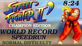 KEN Speedrun NEW World Record Normal Difficulty 8:24 - Street Fighter II Champion Edition - NEW WR