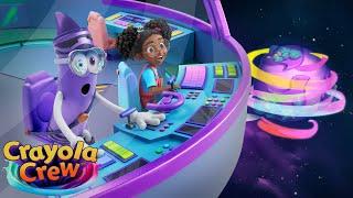 Colorful Spaceship Flies to a Butterfly Planet! | Crayola Crew | Fun Imagination Cartoons for Kids