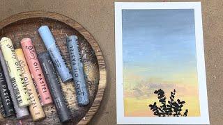 오일파스텔 간단한 하늘 그리기 초보 simple oilpastel drawing for beginners