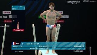 Jules BOUYER - 2022 FINA World Diving Championships, Budapest (HUN) - Men 1m Final FULL