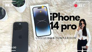 iPhone 14 Pro unboxing (Space Black) + setup & comparison