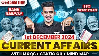 1-2 DECEMBER 2024 | DAILY CURRENT AFFAIRS | SSC, SBI PO, SBI CLERK, SBI PO | KUSH SIR | YES OFFICER