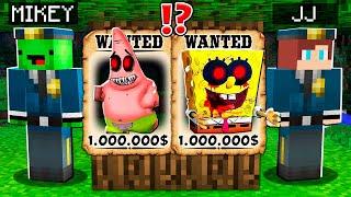 Why Creepy SPONGEBOB and PATRICK is WANTED at 3am ? Mikey and JJ Became SWAT ! - in Minecraft Maizen