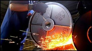 Amazing Barbell Plates Making Process！Large Barbell Forge Factory！