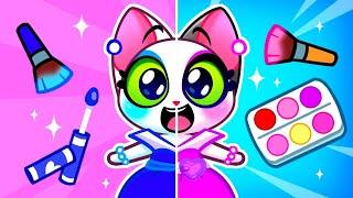  My Doll Came To Life!  Pink VS Blue Color Challenge  || Purrfect Kids Songs 