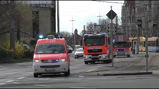 [Feuermeldung in Leipziger Uni-Riese] Einsatzfahrten von Berufsfeuerwehr, Rettungsdienst und Polizei