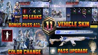 Bonus Pass A11 3D Leaks | Vehicle Upgrade Skin | SKS Upgrade Onhit Skin | BP Leaks | Colour Update