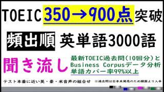 TOEIC350→900点x英単語x聞き流し 頻出順で3000語を聞き流すことが出来ます。最新(2018-20)の過去問10回分をデータ分析し、TOEICテストの出題英単語カバー率99%以上