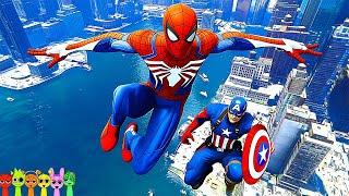 GTA 5 Ragdolls SPIDERMAN x INCREDIBOX SPRUNKI x CAPTAIN AMERICA Jumps/Fails (Euphoria Physics) #198