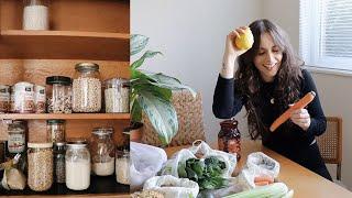 zero waste vegan grocery haul & pantry tour | my low waste / plastic free journey