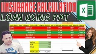 INSURANCE CALCULATION (Loan Using PMT)  IN MICROSOFT EXCEL  #microsoftexcel