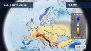 Kuukausiennuste sateista 27.2.2025