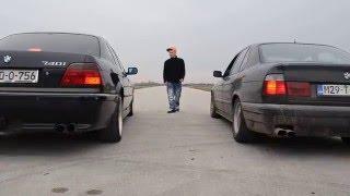 BMW E38 740i vs BMW  E34 525i street race