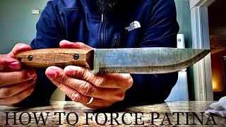 Amazon Bushcraft Knife! How To Force Patina Your Carbon Steel + OVERVIEW: BPS Knives Adventurer