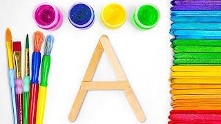 Create & Paint ABC with Popsicle Sticks | Best Learn Alphabet | Preschool Toddler Toy Learning Video