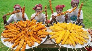 SPIRAL POTATO CHIPS - Aloo Chips Making & Spice Khichdi Cooking for Old Age Special People