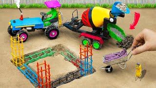 Diy tractor making mini construction building | concrete mixer working videos | @SunFarming