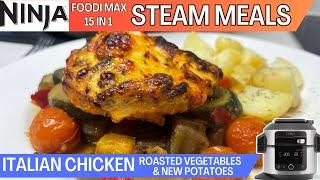 ITALIAN CHICKEN, ROASTED VEGETABLES & NEW POTATOES 3-tier *STEAM MEALS* | One-pot NINJA FOODI Recipe