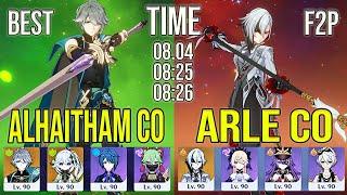 Best F2P Alhaitham C0 Harbinger & Arlecchino C0 White tassel Spiral abyss floor 12 Genshin Impact