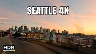 Sunset Seattle Downtown Drive 4K No AI