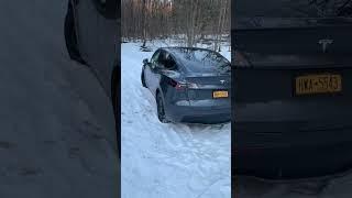 Tesla model Y performance off road snow walk