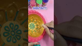 Painting on a BIG Diya!*GOLDEN*️ | #diwali #painting #shorts | Riya's Amazing World