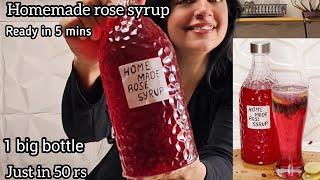 Homemade Rose syrup just in 50rs|iftar drinks|summer drinks|roohafza recipe|rose sharbat recipe|rose