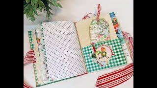 Handmade Keepsake Junk Journal Flip Thru "Candy Colored Christmas"