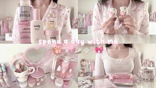 🩰spend a day with me ⋆౨ৎ˚⟡˖ ࣪ || hair care routine, wonyoungism, pink skincare & more 