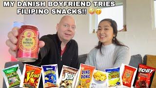 MY FOREIGNER BOYFRIEND TRIES FILIPINO SNACKS | PINAY WITH A DANE