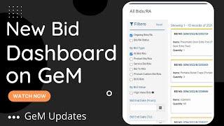 GeM: New Bid Dashboard | New Way to Search Bid | Railways Bids on GeM | Government e-Marketplace