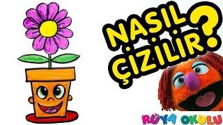 Çiçek Nasıl Çizilir? - Saksıda Çiçek -  - Çocuklar İçin Resim Çizme - RÜYA OKULU